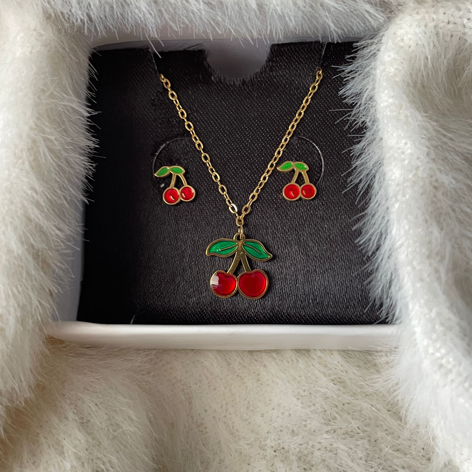 Cherry Pendent Earring Set
